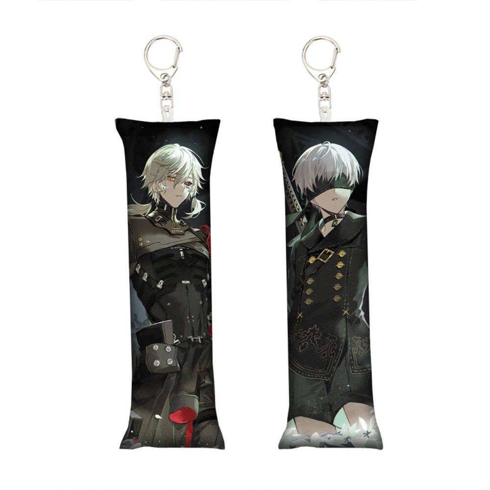 Chaveiro Mini Dakimakura NieR Automata 2B e 9S em acrílico