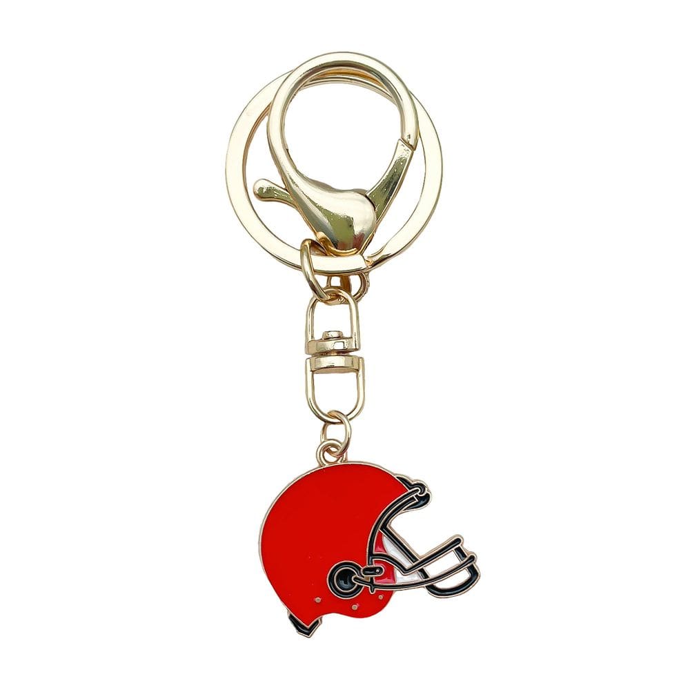 Chaveiro, chaveiro, desenho animado, formato de capacete de futebol