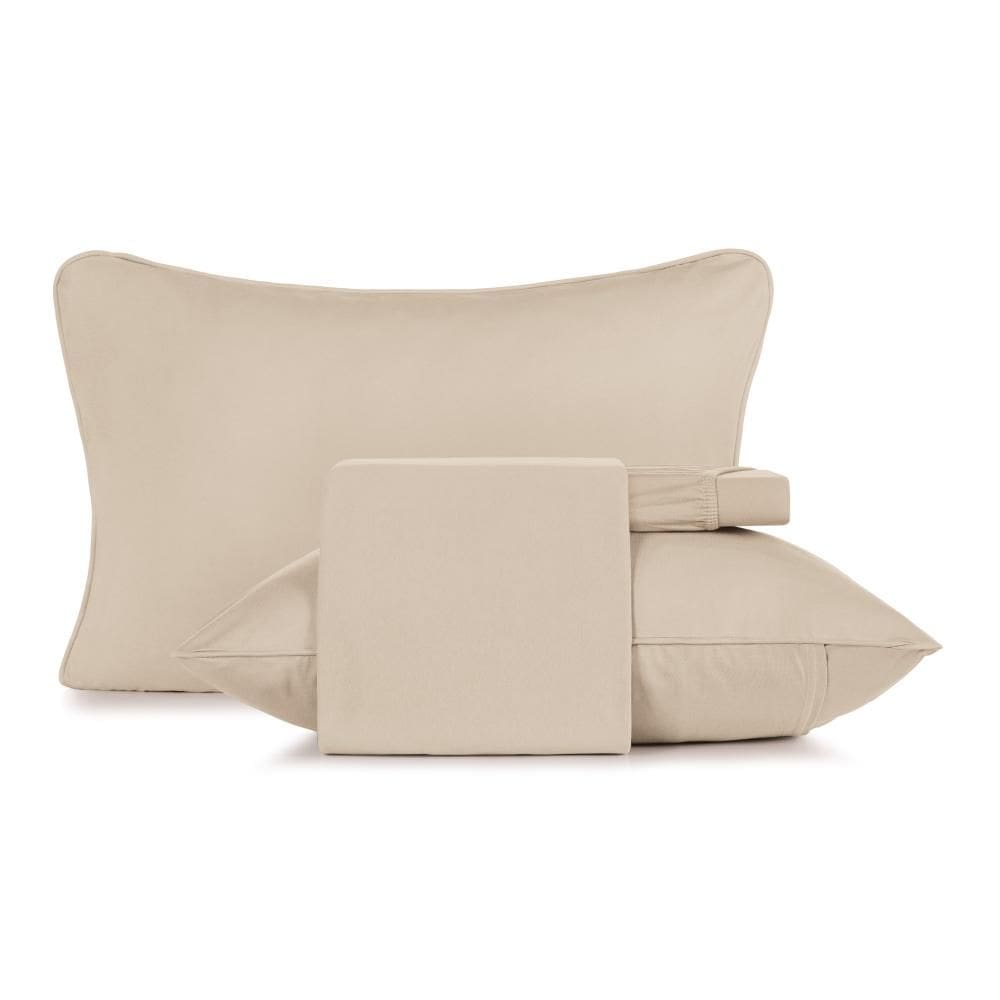 Jogo De Cama Casal 4 Peças Altenburg Malha Fio Penteado Bege Mocha