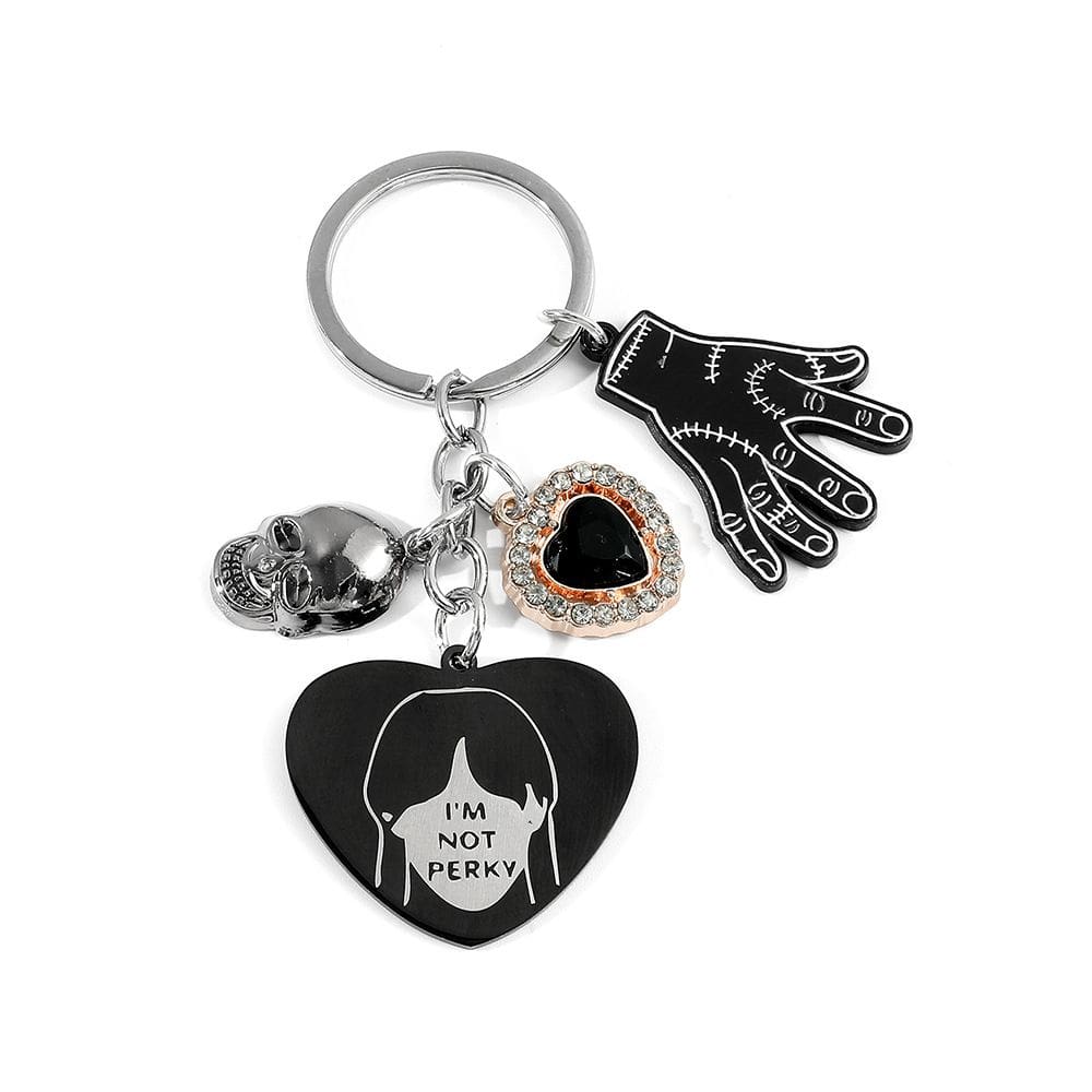Chaveiro Wednesday Addams I`m Not Perky Heart & Skull