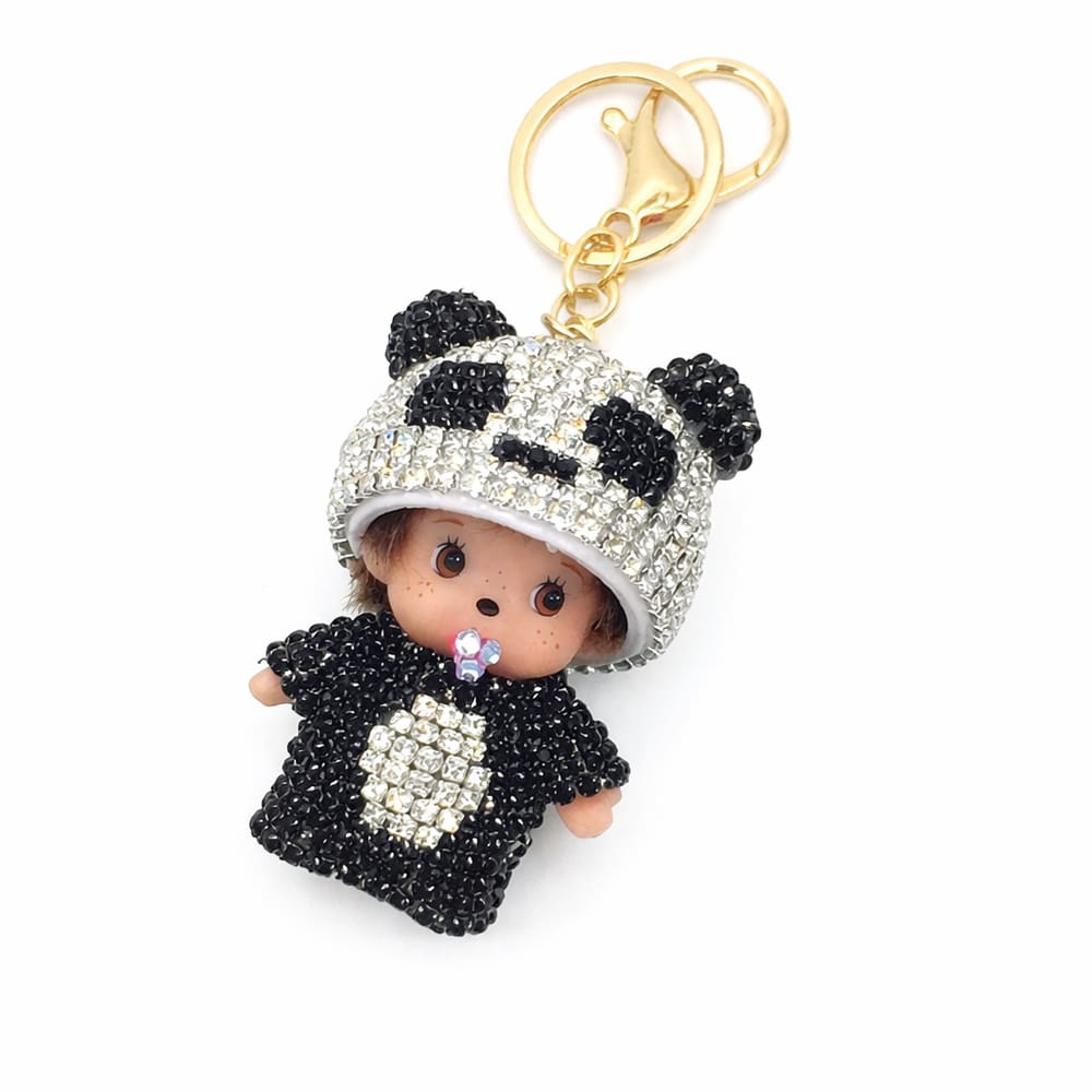 Chaveiro Panda Pacifier Doll Rhinestone Chaveiro Acessório