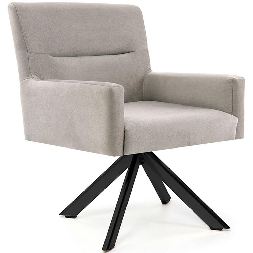 Cadeira Para Sala Angel Giratória Eiffel Preto Veludo Bege - Nexta Casa