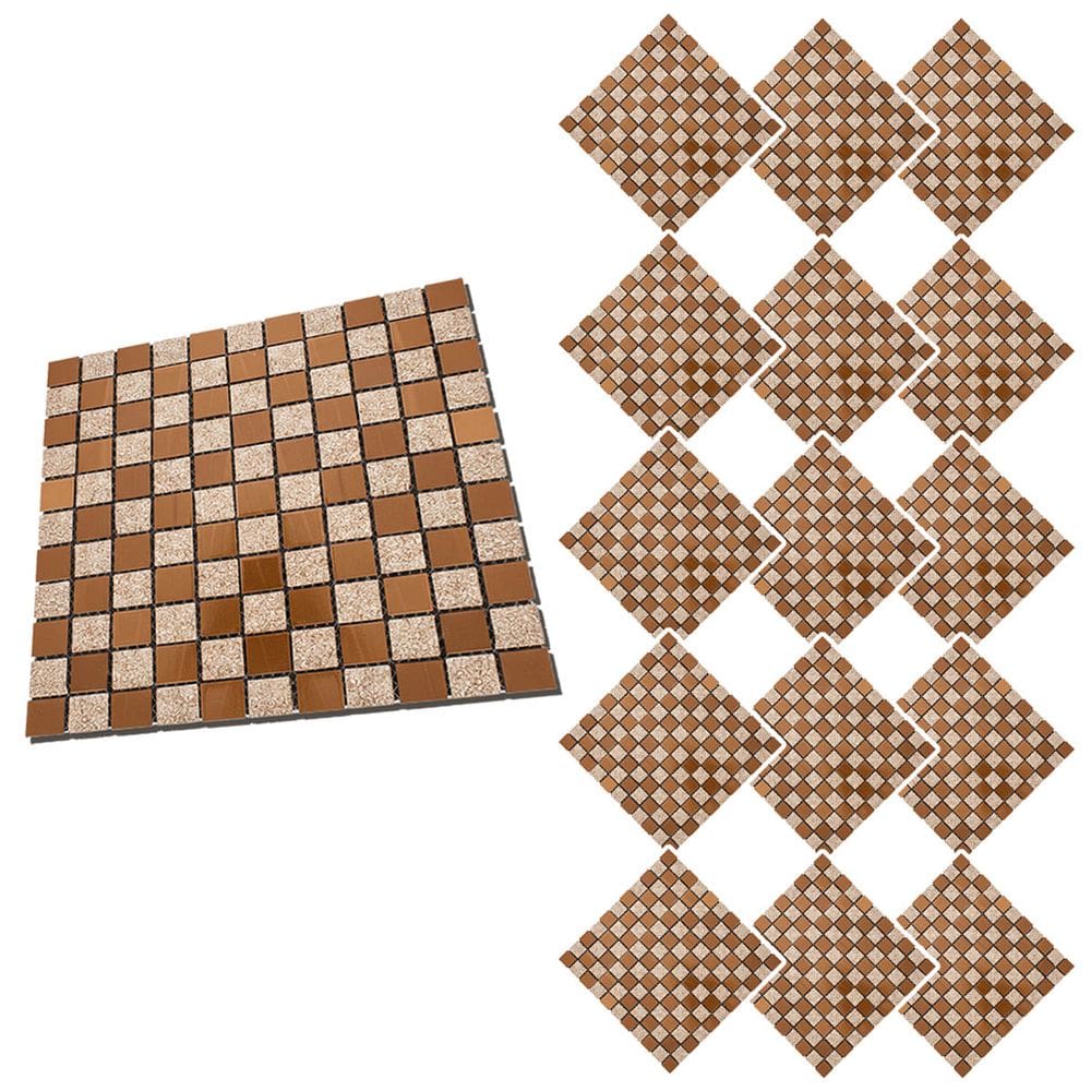 Pastilha De Vidro Autocolante Kit 15 Uni Parede Cozinha Box Banheiro Sala Decorativa Requintada Moderna Facil Aplicacao