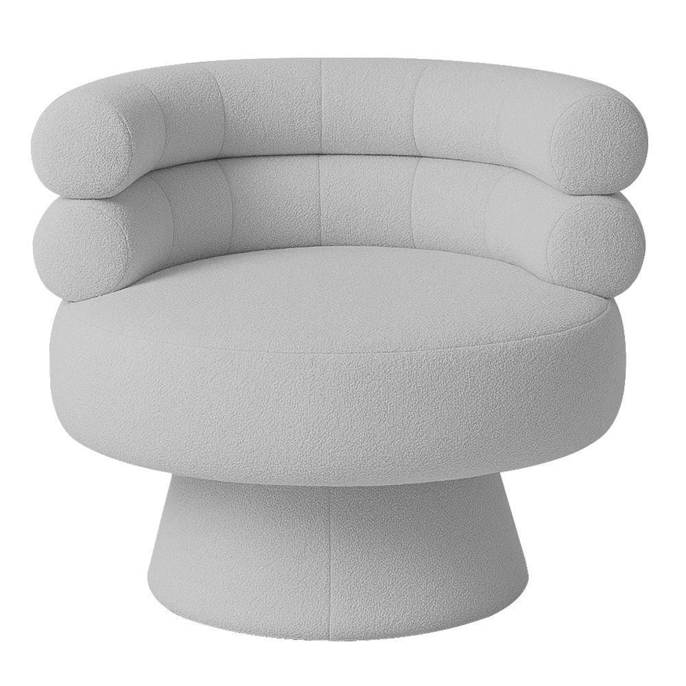 Poltrona Orgânica Mabel Base Giratória Bouclé Cinza Claro - Nexta Casa