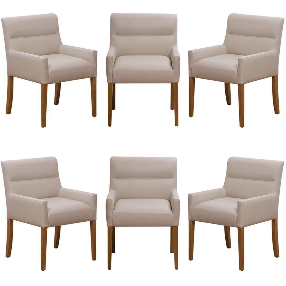 Kit 6 Cadeiras Para Mesa De Jantar Angel Base Madeira Corano Bege - Nexta Casa