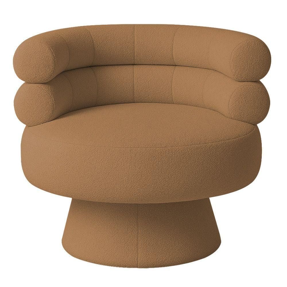 Poltrona Orgânica Mabel Base Fixa Bouclé Terracota - Nexta Casa