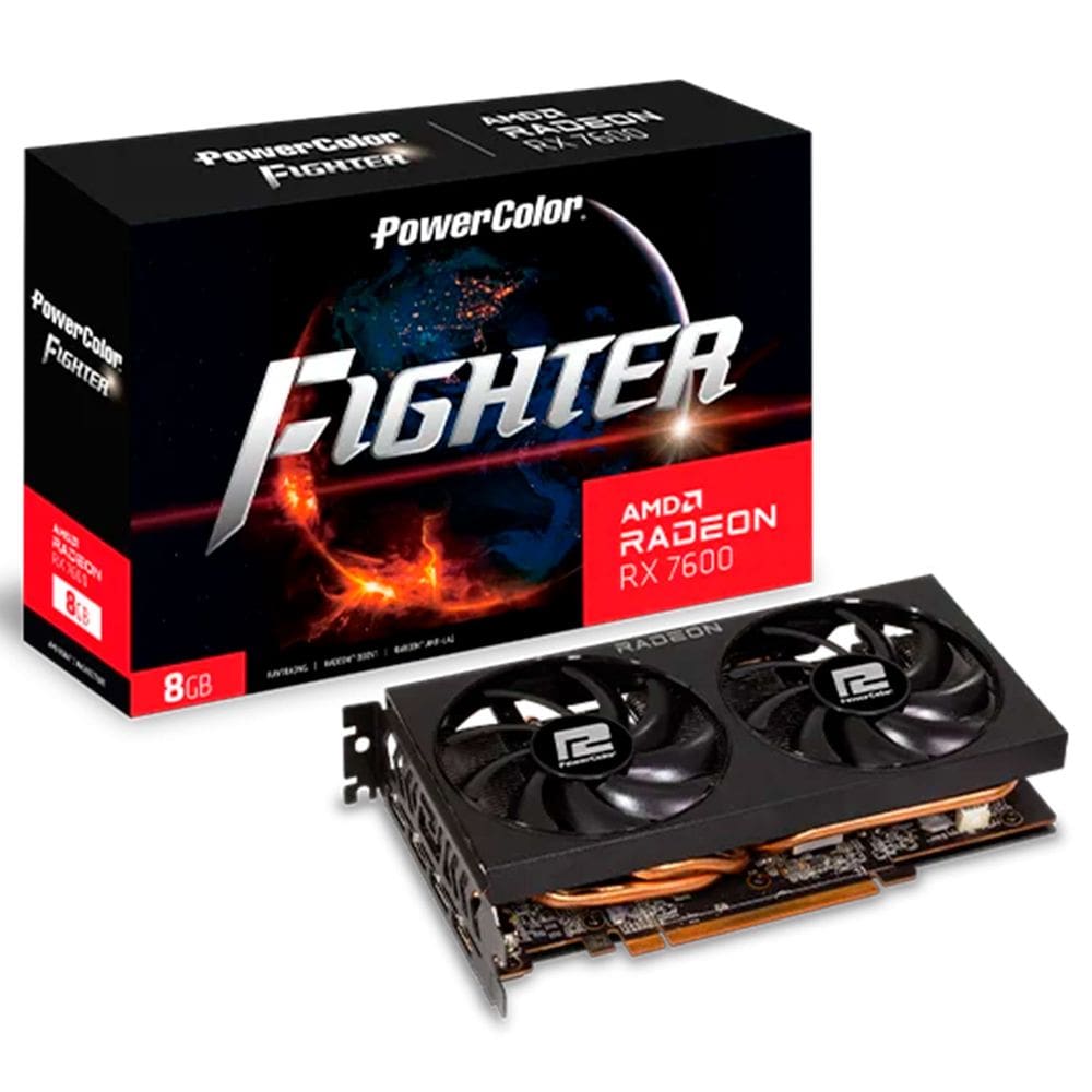 Placa de Vídeo PowerColor AMD Radeon Fighter RX7600 8G-F/V2, 8GB GDDR6, 128-Bit, HDMI, Display Port, FidelityFX