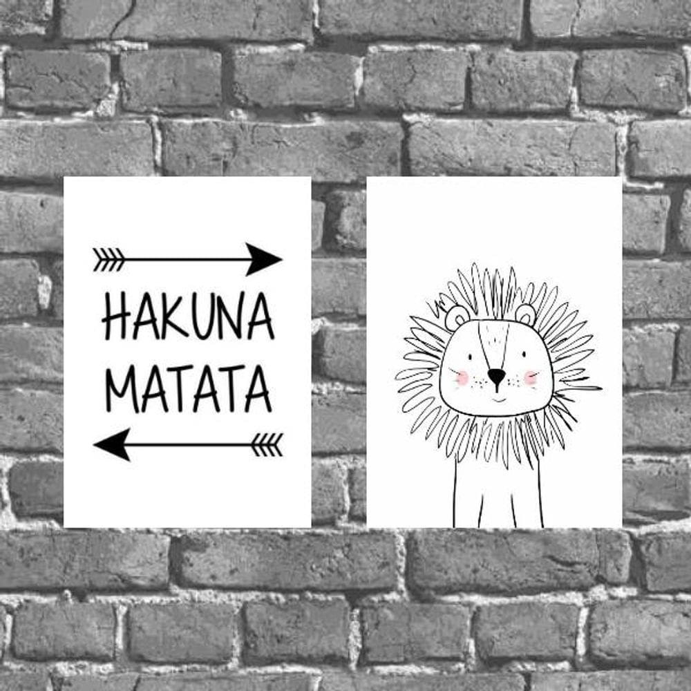 Kit 2 Placas Decorativas Hakuna Matata 18x27cm