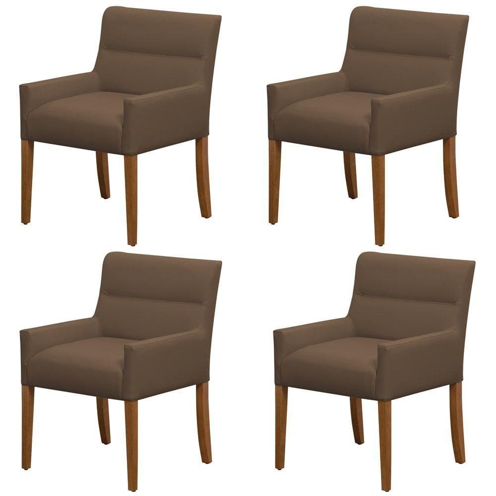 Kit 4 Cadeiras Para Mesa De Jantar Angel Base Madeira Corano Marrom - Nexta Casa