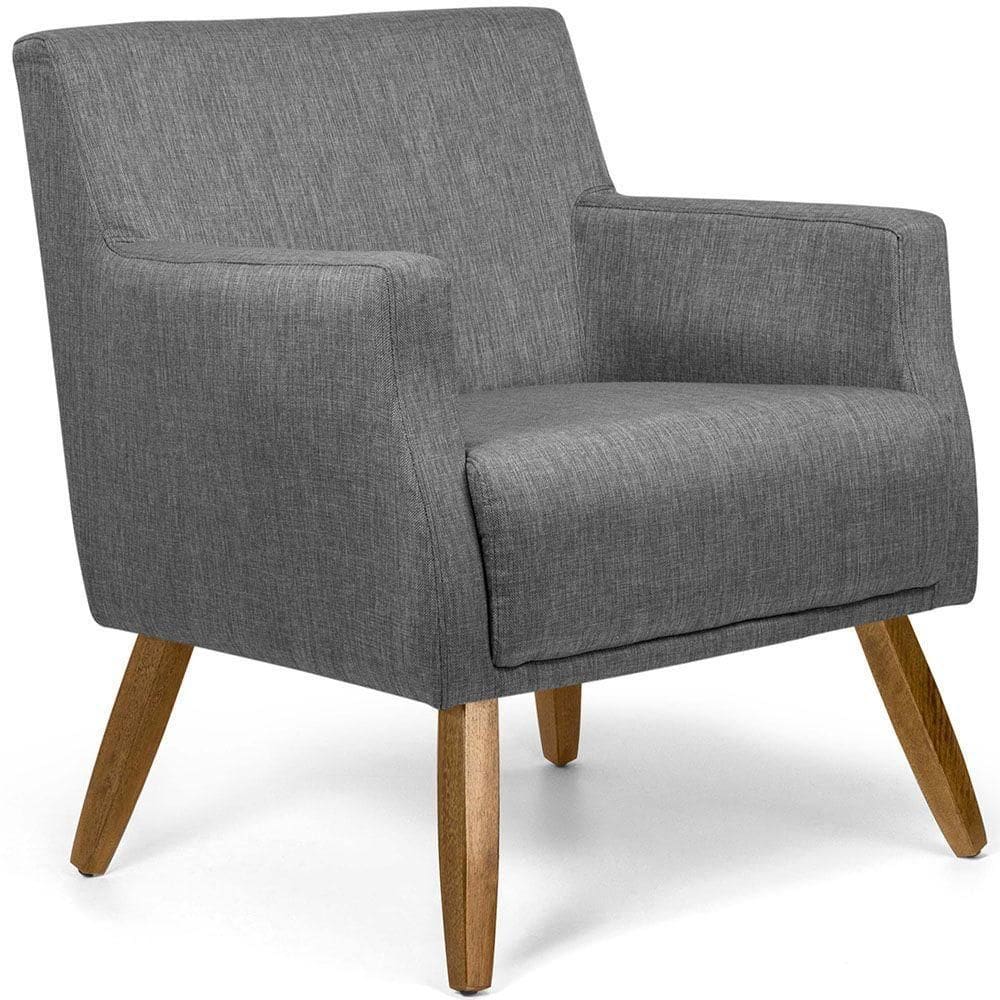 Poltrona Para Sala De Estar Diva Pés Manu Linho Cinza - Nexta Casa