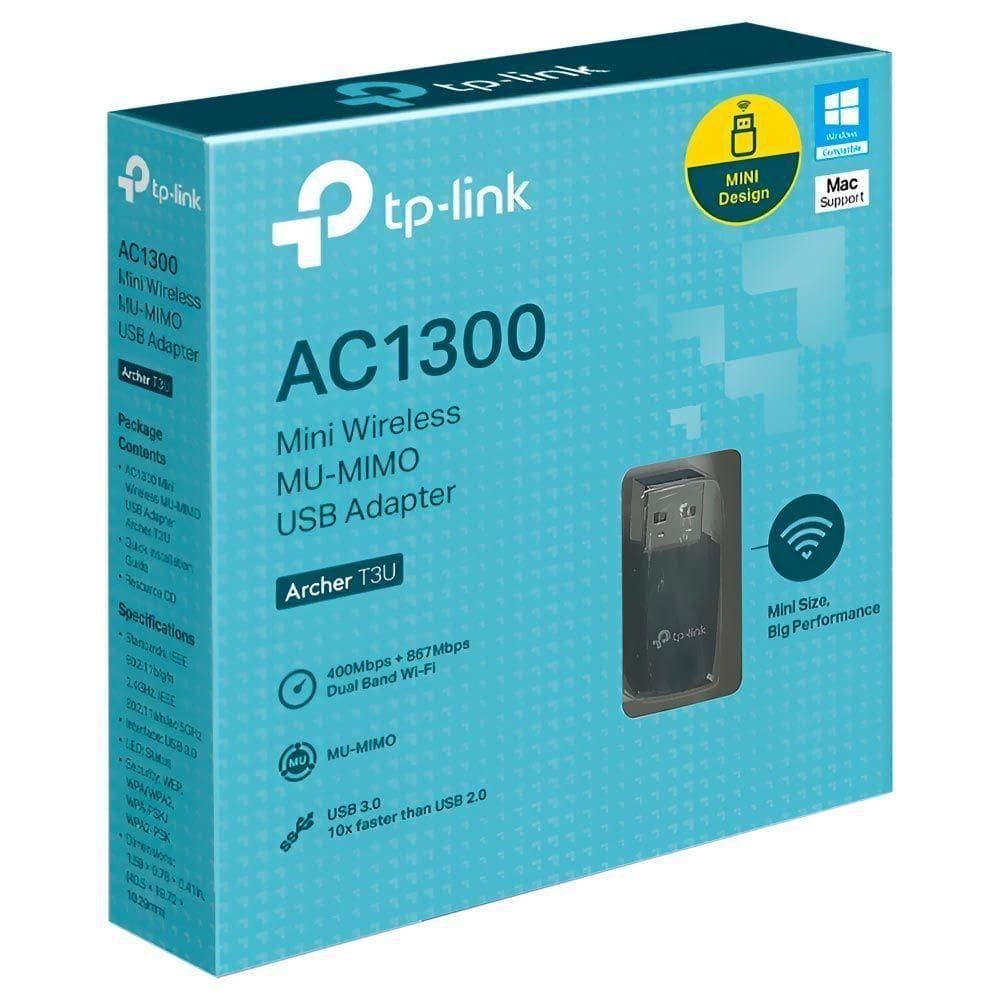 Adaptador Wifi Tp-link Archer T3u Mini Mu-mimo Usb Dual Band - 2.4ghz - 5ghz - 1300mbps