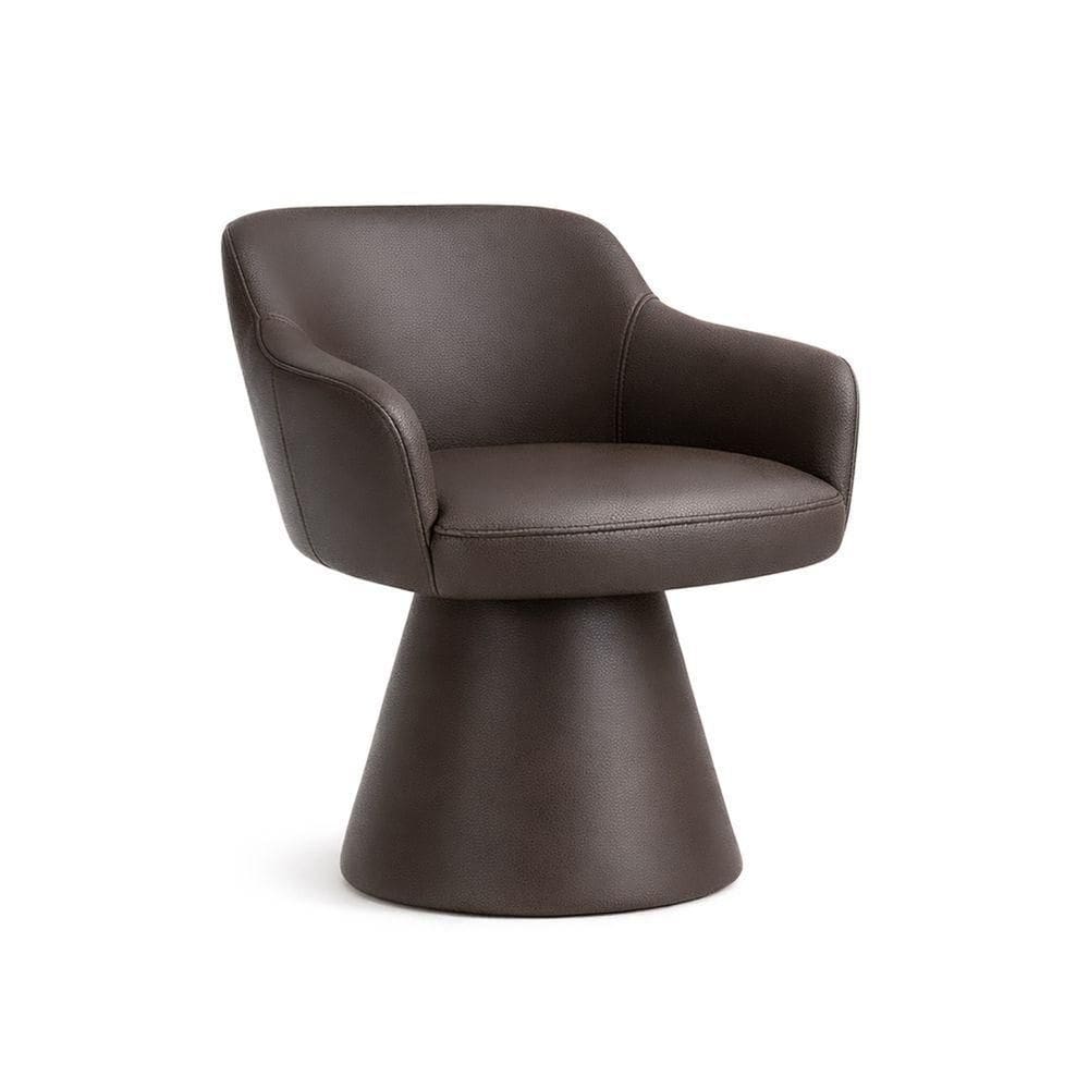 Cadeira De Mesa De Jantar Jade Base Cone Giratória Corano Café - Nexta Casa