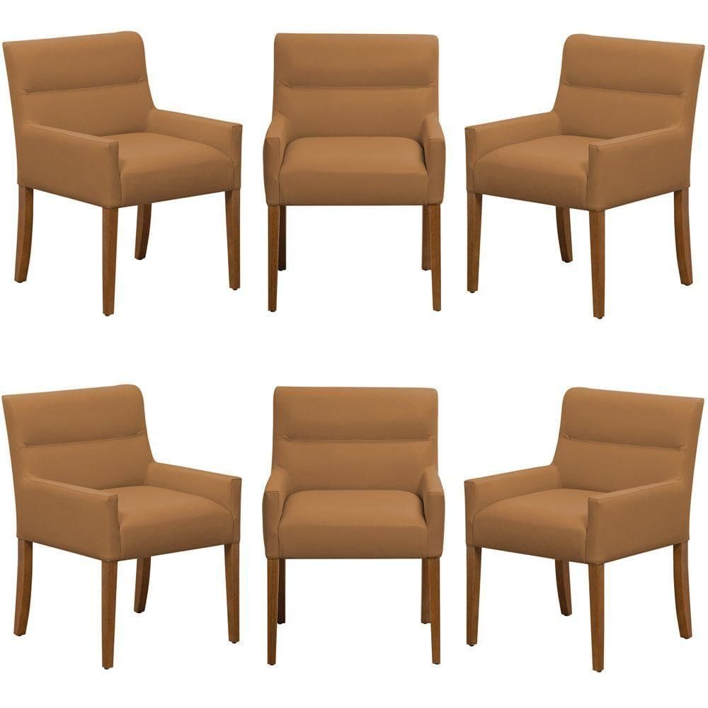 Kit 6 Cadeiras Para Mesa De Jantar Angel Base Madeira Corano Caramelo - Nexta Casa