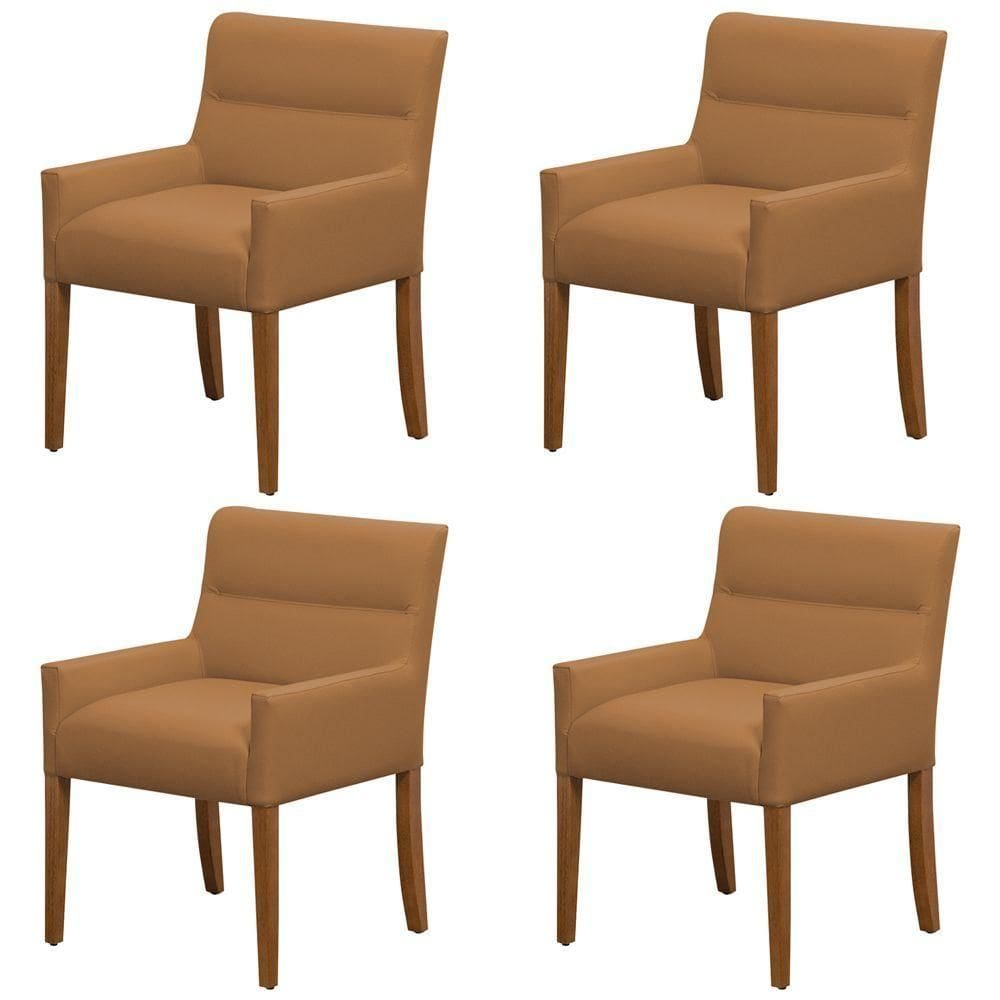 Kit 4 Cadeiras Para Mesa De Jantar Angel Base Madeira Corano Caramelo - Nexta Casa