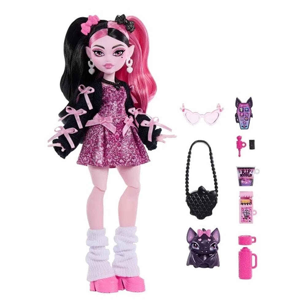 Monster High Fashion Core Boneca 28 Cm Com Monster Pet e Acessorios  - Draculaura – Mattel