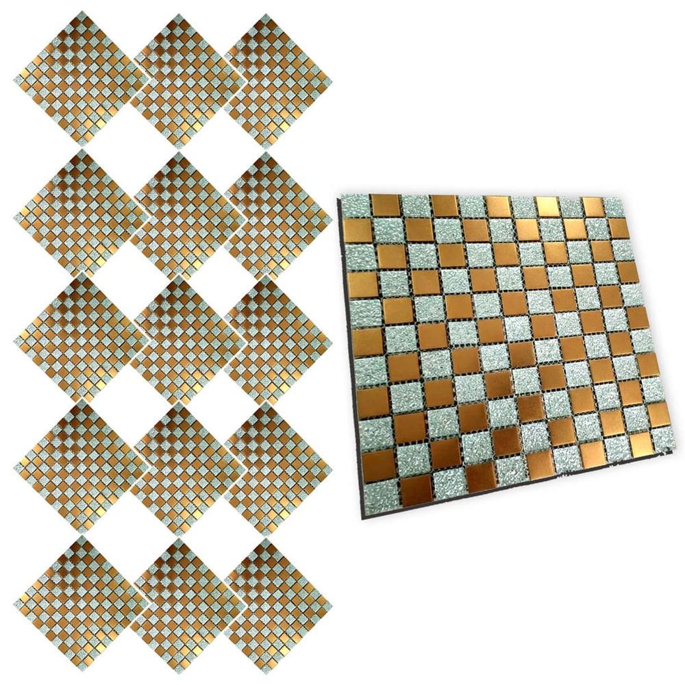 Pastilha De Vidro Autocolante Kit 15 Uni Parede Cozinha Box Banheiro Sala Decorativa Facil Aplicacao Requintado Moderna