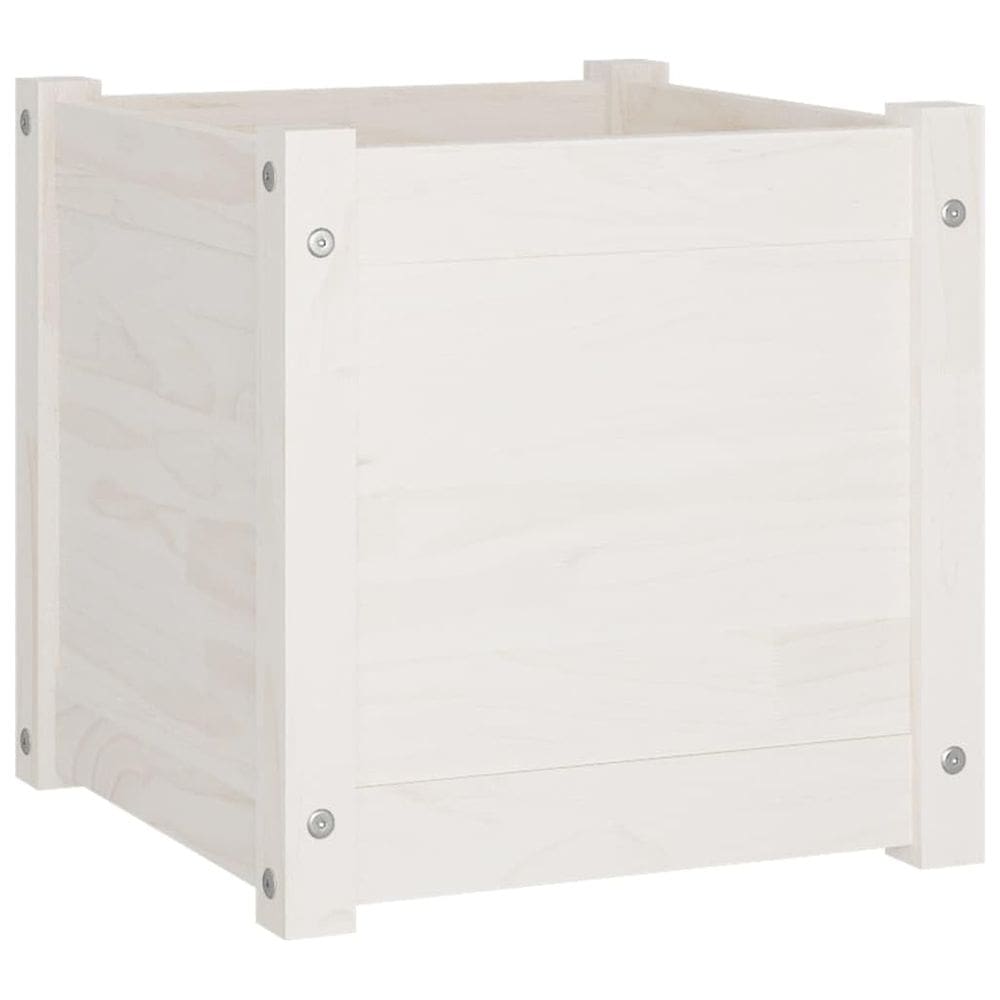 Plantador de jardim VidaXL Square Solid Pinewood 40x40cm Branco