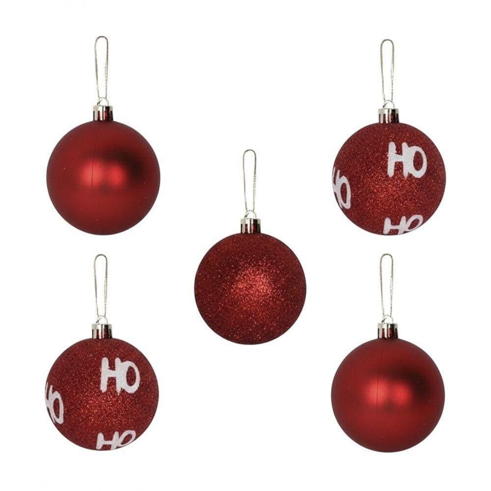 Kit 5 Bolas De Natal Grande 7cm Hohoho Decoração Natalina Enfeite árvore