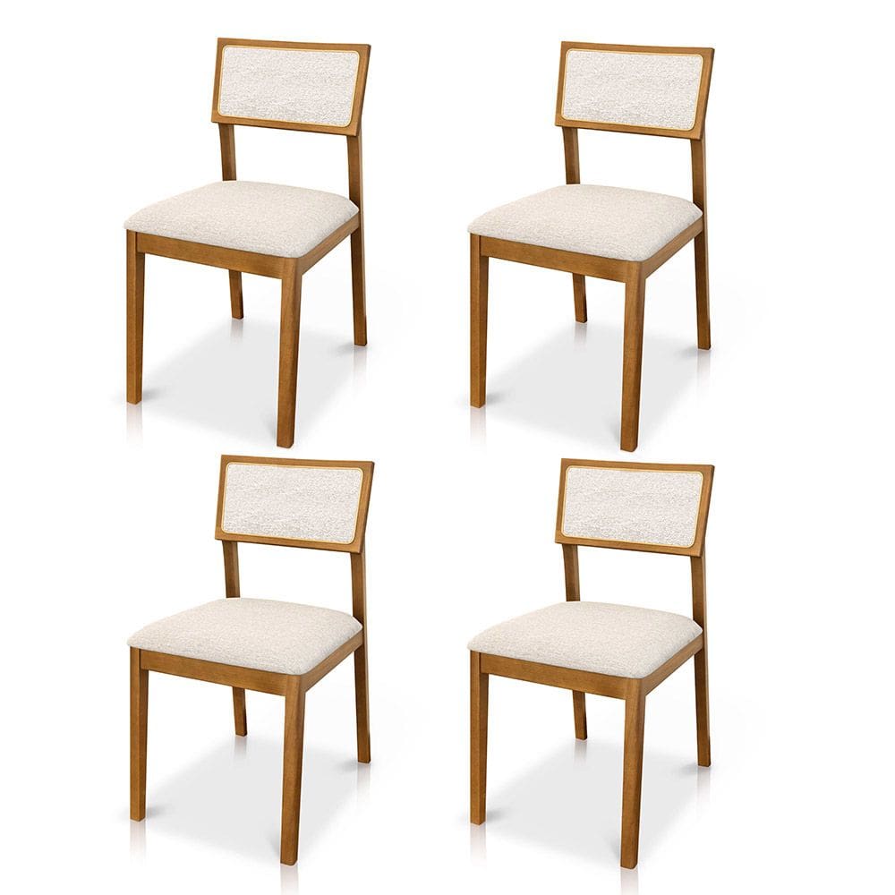 Kit 04 Cadeiras de Jantar e Living Millie Estofada Linho - Desk Design