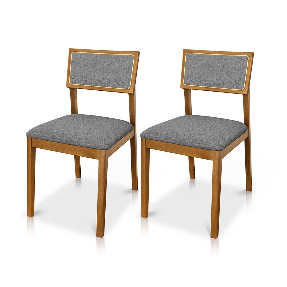 Kit 02 Cadeiras de Jantar e Living Millie Estofada Linho - Desk Design