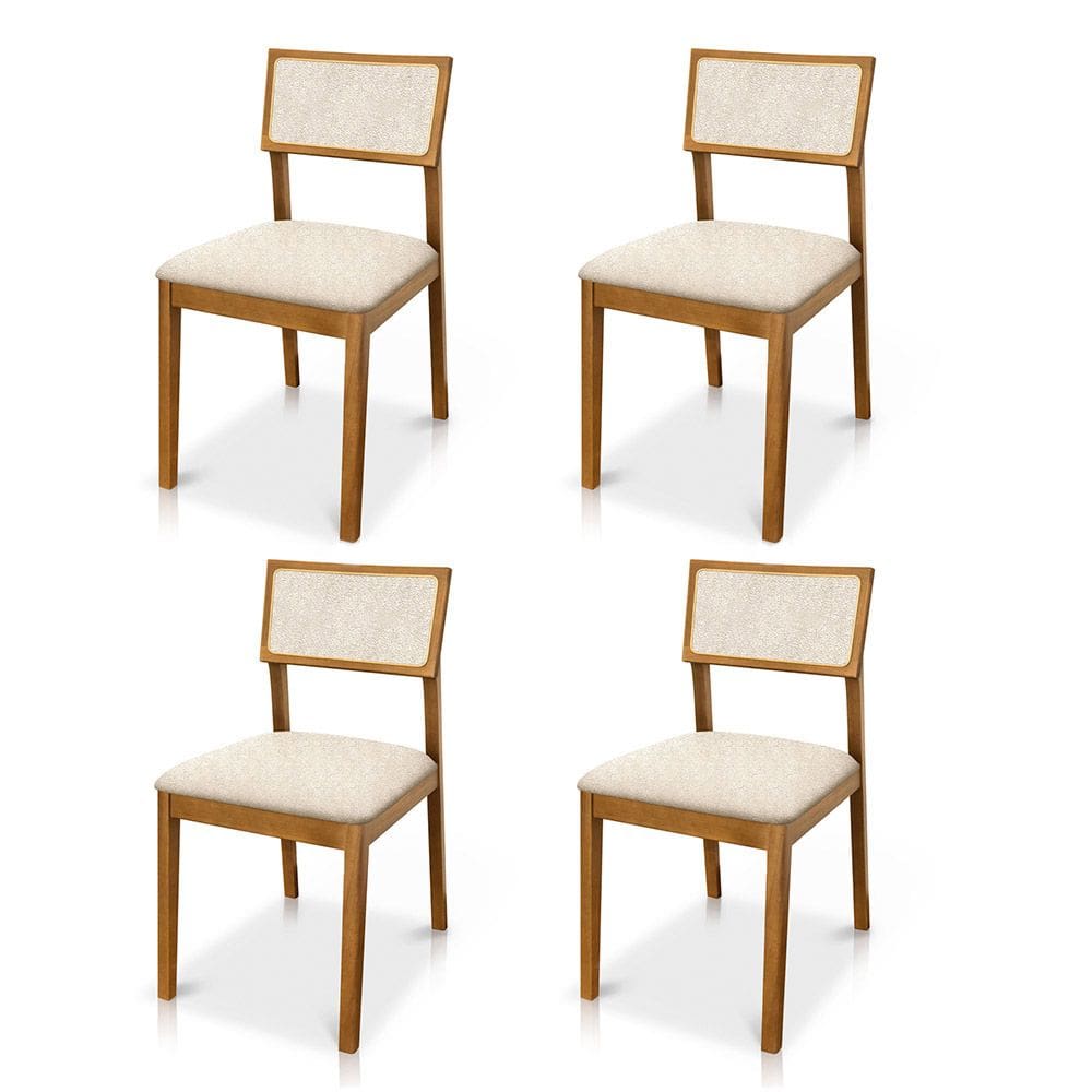 Kit 04 Cadeiras de Jantar e Living Millie Estofada Bouclê - Desk Design