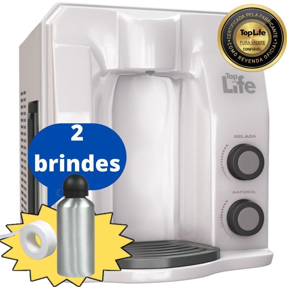 Purificador Super água Alcalina Ionizada Gelada Ph 9,5 Redox-pral Negativo Flex He- Top Life` Branco 220V