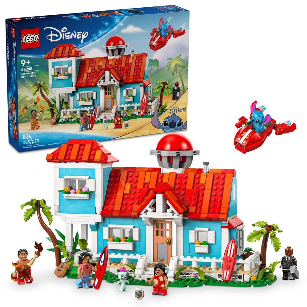 Construindo um conjunto de brinquedos LEGO Disney Lilo e Stitch Beach House