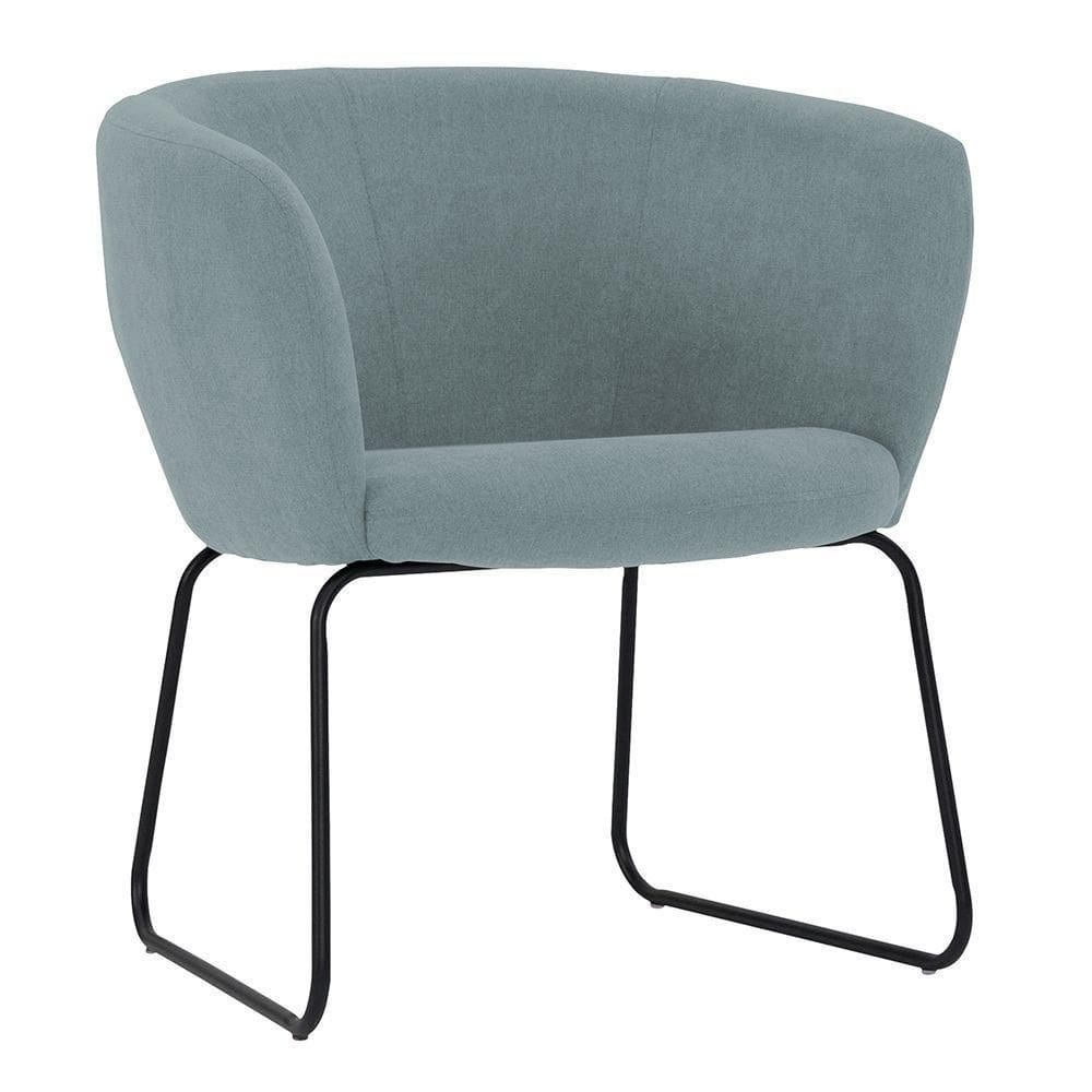 Poltrona Decorativa Isis Base Aço Preto Suede Camurça Verde Azulado - Nexta Casa