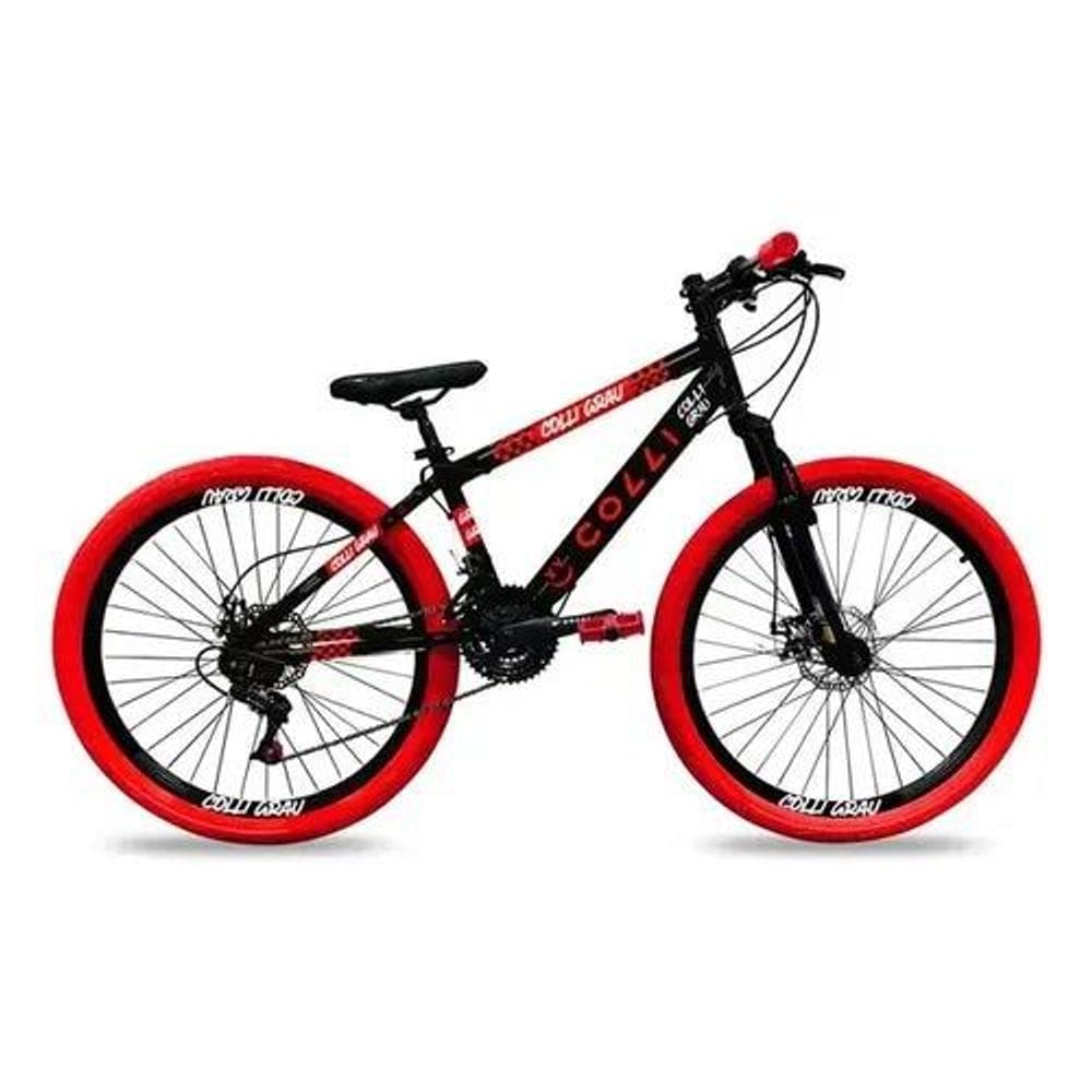 Bicicleta Aro 26 Grau 250/81 Preto fosco/Vermelho Colli
