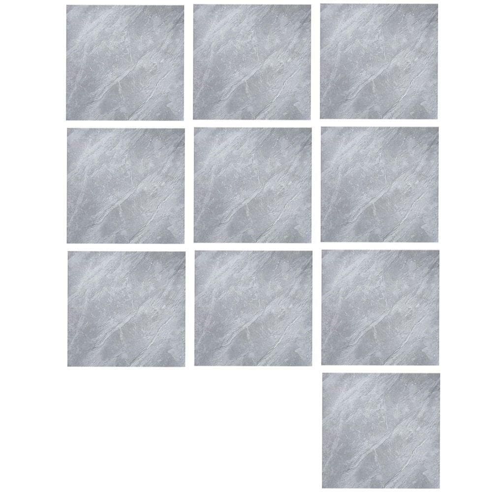 Kit Piso Vinílico Adesivo BSL3835 PVC 60X60CM Efeito Mármore Residencial Interno Cinza