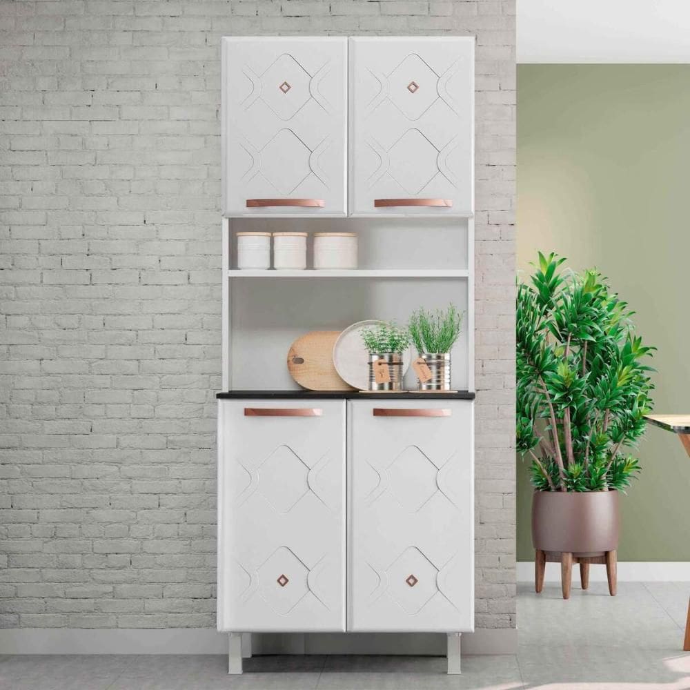 Paneleiro Armário de Cozinha Aço 80cm com 4 Portas Multimóveis CR20529
