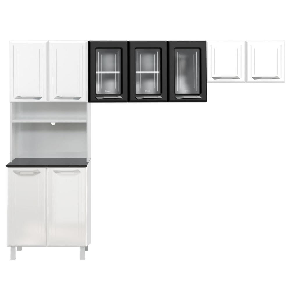 Armário de Cozinha Modulada Compacta de Aço 245cm 3 Peças Multimóveis CR20527