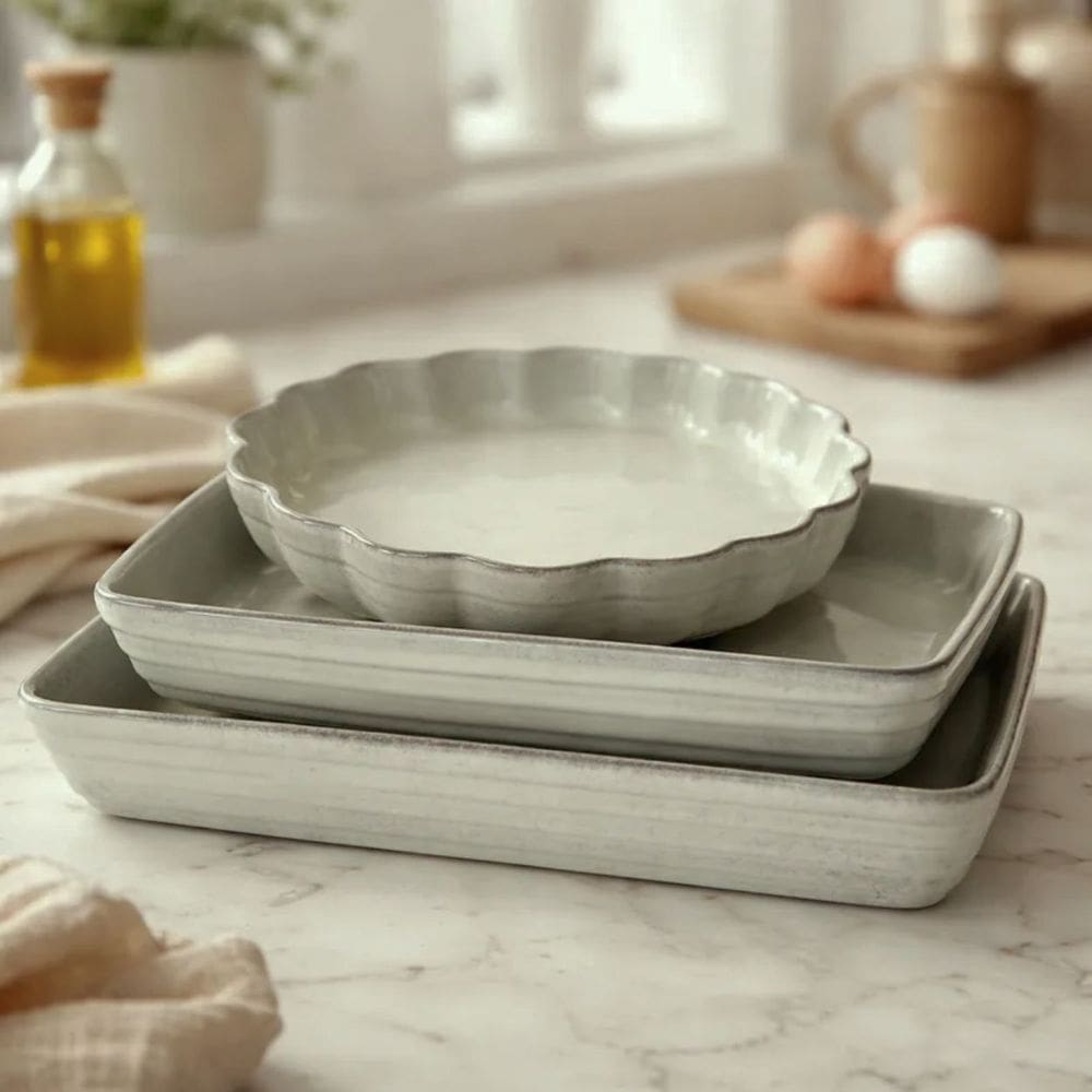 Assadeiras Travessas Jade 3un Cinza Claro L`Hermitage