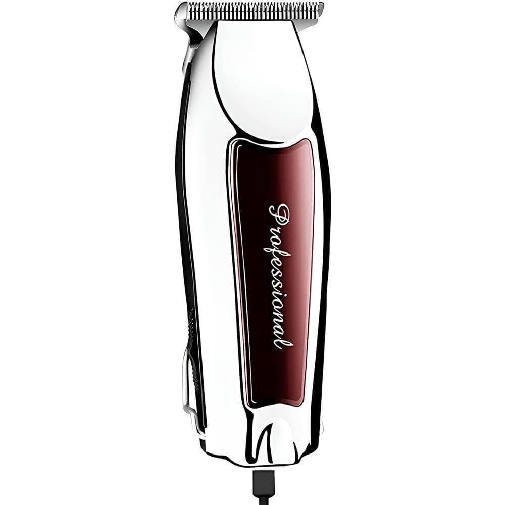 Máquina de Acabamento KM 9163 Aparador de Barba e Cabelo Lâmina Aço Inoxidável Prata