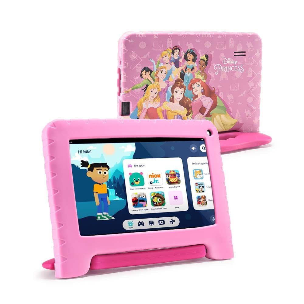 Tablet Multi Princesas com Controle Parental 7 pol 4GB RAM 64GB Android 13 Quad Core + Case + Wi-fi - NB418