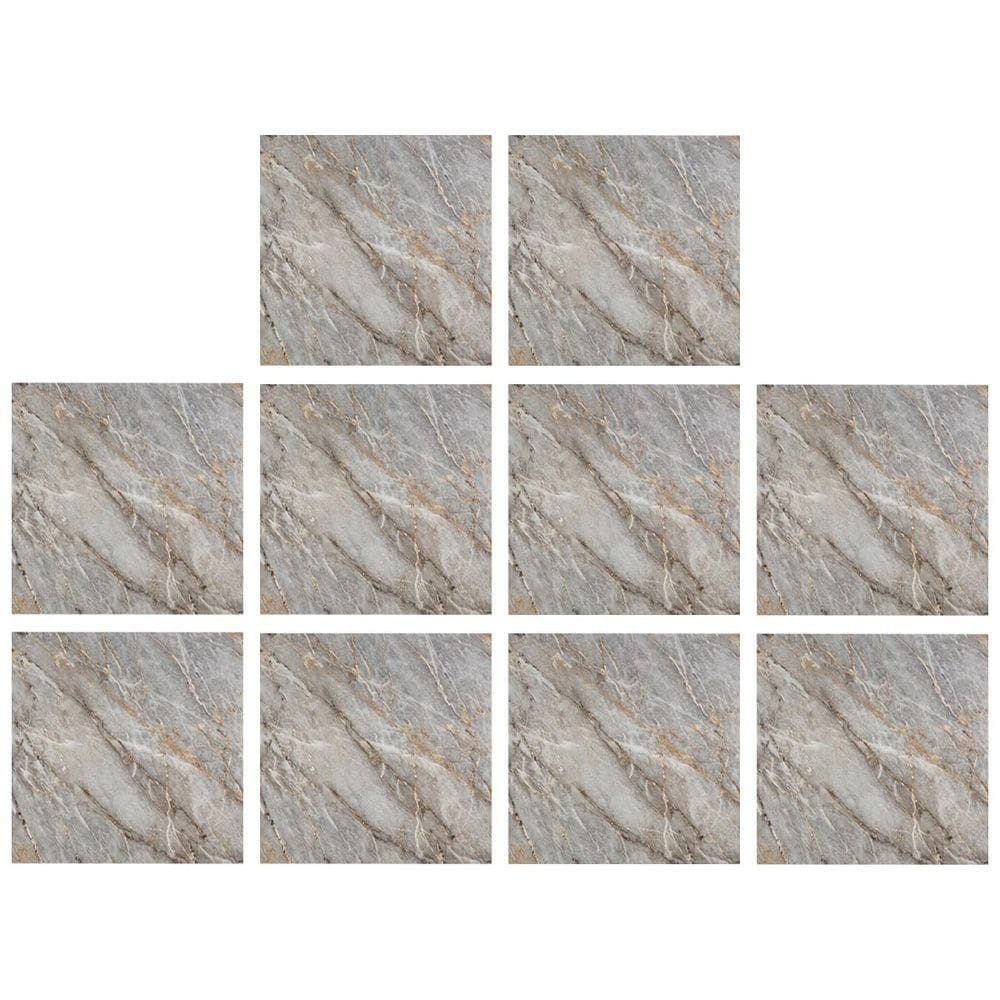 Kit Piso Vinílico Adesivo 9000 MOD BSL3833 PVC 60X60CM Efeito Mármore Antiderrapante para Uso