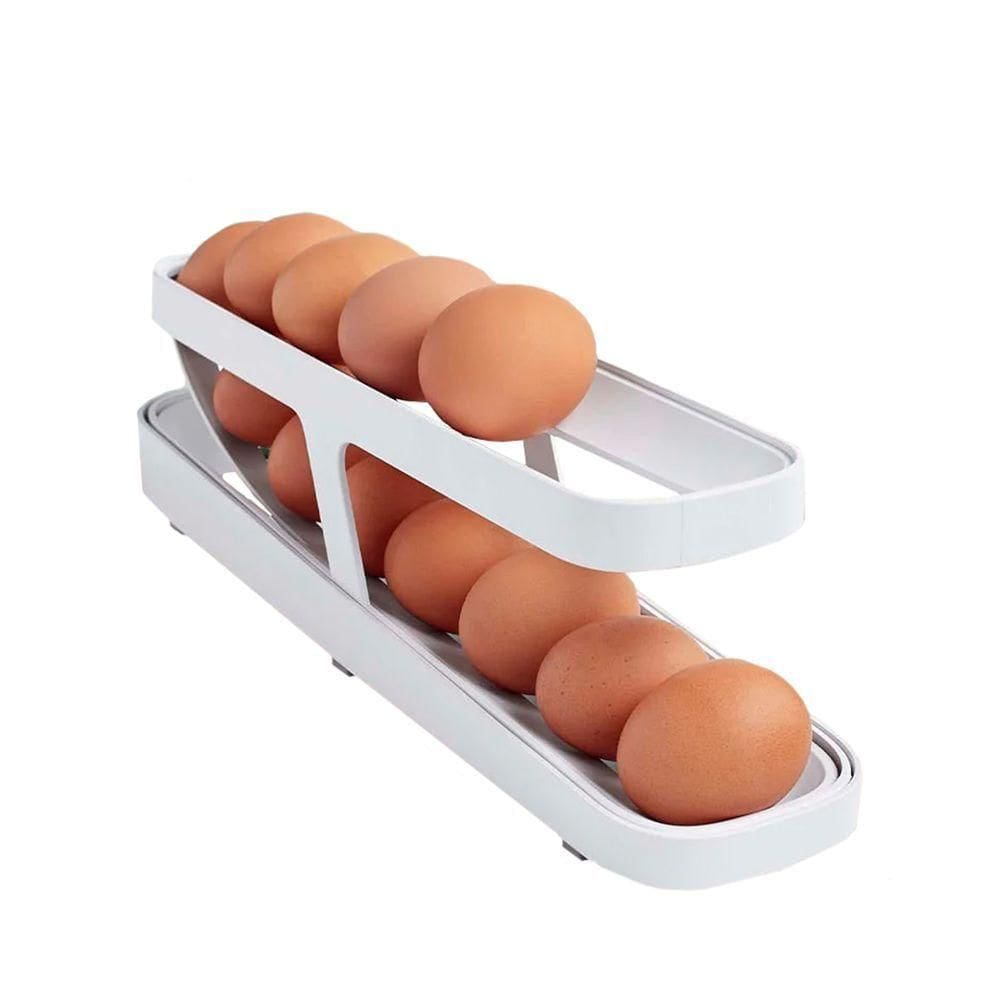 Dispenser Porta Ovos Rolante De 2 Camadas Bandeja Organizadora - Organizador De Ovos Para Geladeira
