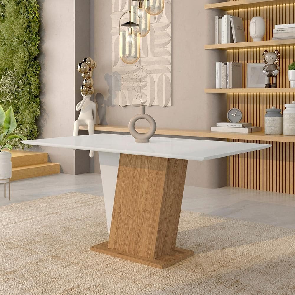 Mesa De Jantar Tampo Mdf Qatar Retangular Avulsa Cinamomo/off - M.a