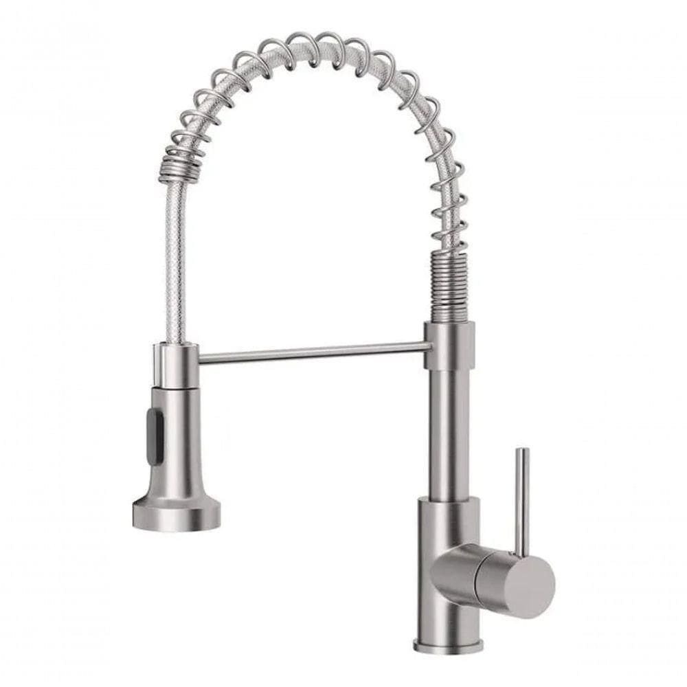 Torneira Gourmet para Cozinha SN02 Monocomando Bancada Latão com Borracha Giratória Prata