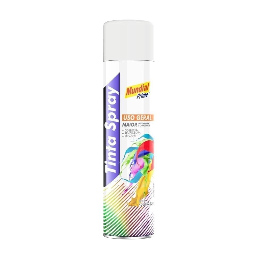 Tinta Spray Mundial Prime Uso Geral Branco Fosco 400ml