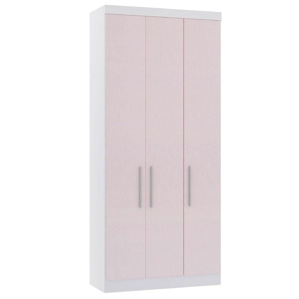 Guarda Roupa Modulado 101,5cm 3 Portas Alpes Luciane Móveis Branco Pf-rosa Pf
