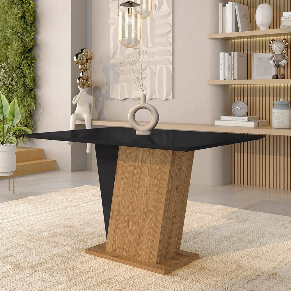 Mesa De Jantar Retangular 1,20m Tampo Mdf Qatar Cinamomo/preto - M.a