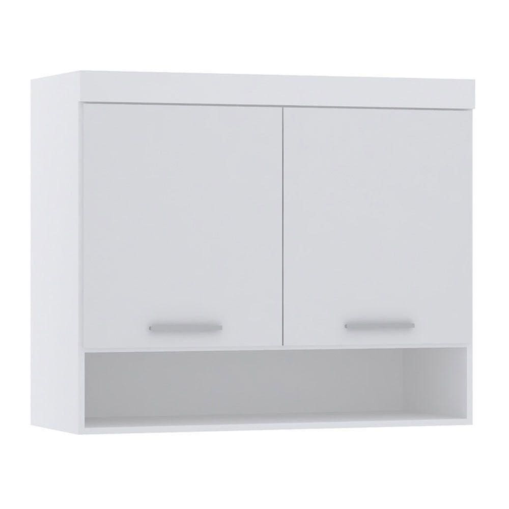 Armário Aéreo Maleiro 97cm 2 Pts Alpes Luciane Móveis Branco Pf/branco Pf