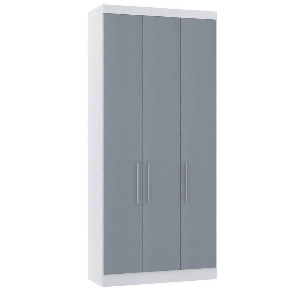 Guarda Roupa Modulado 101,5cm 3 Portas Alpes Luciane Móveis Branco Pf-grey Sky Pf