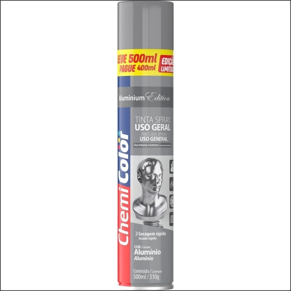Tinta Spray Chemicolor Uso Geral Aluminio 500Ml