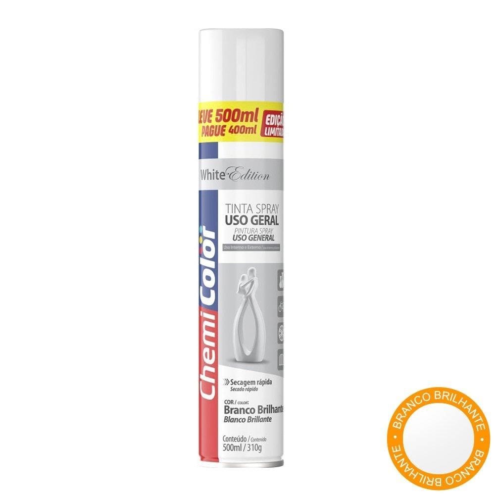 Tinta Spray Chemicolor Uso Geral Branco Brilhante 500Ml