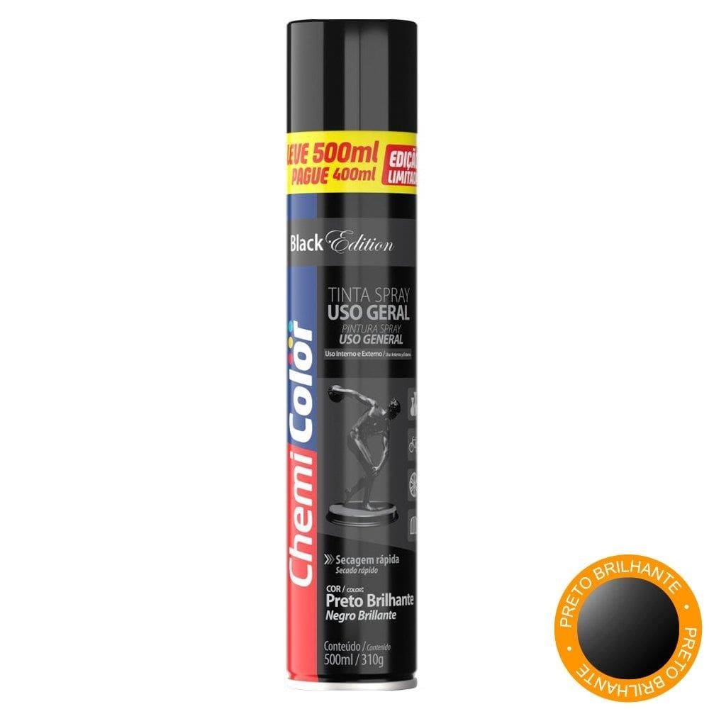 Tinta Spray Chemicolor Uso Geral Preto Brilhante 500Ml