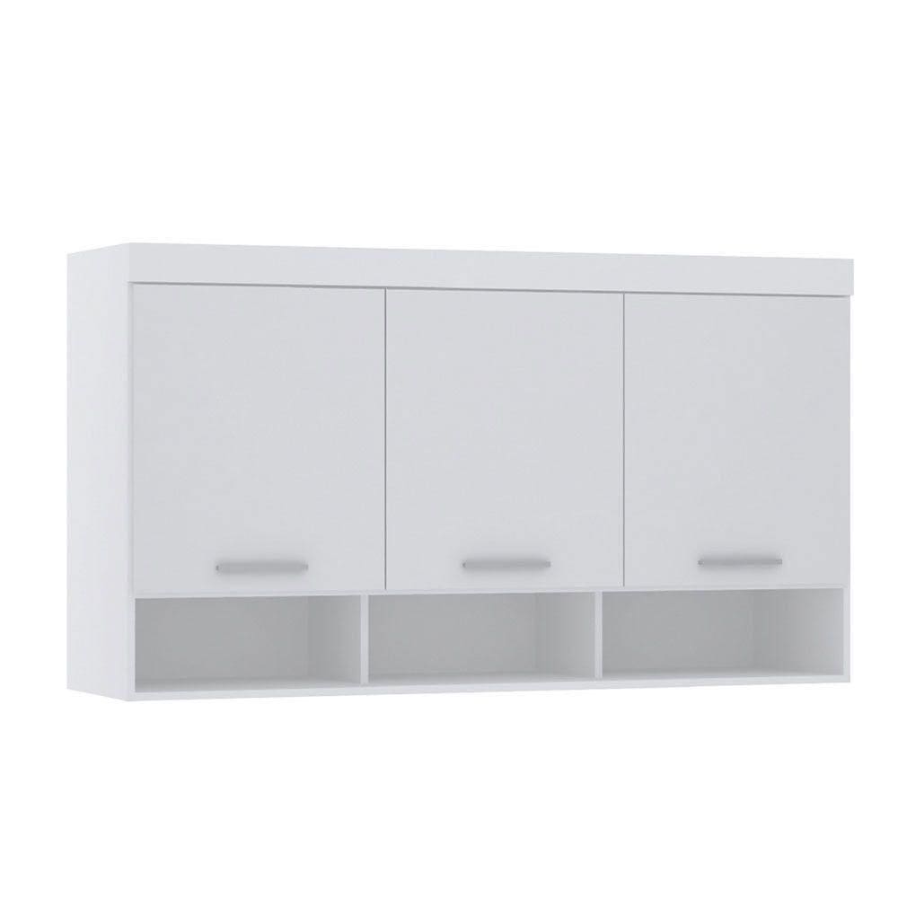Armário Aéreo Maleiro 145cm 3 Pts Alpes Luciane Móveis Branco Pf/branco Pf
