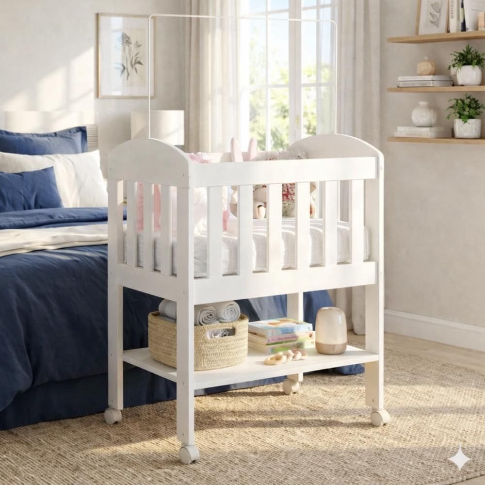 Mini Berço com Colchão Bia Branco Carolina Baby