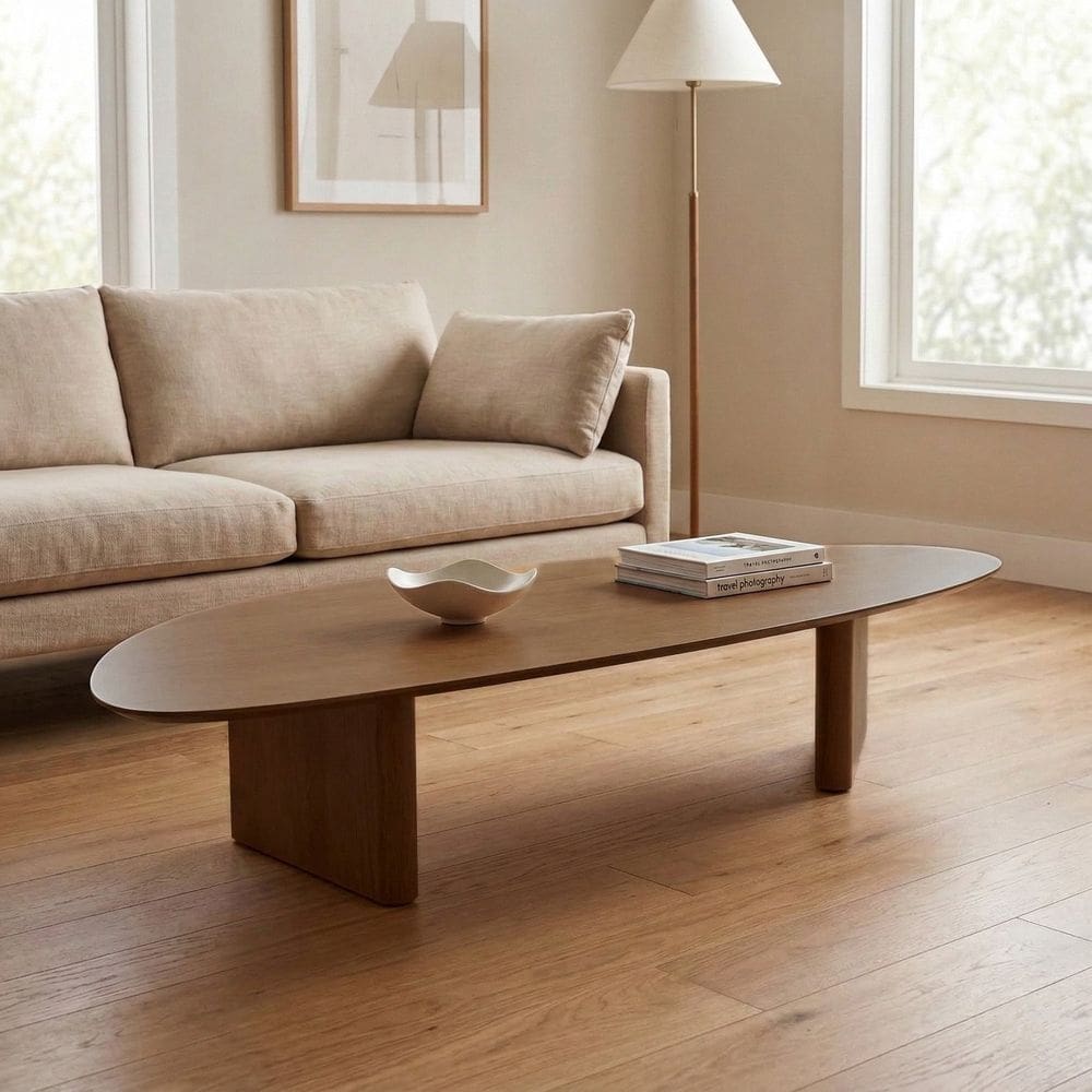 Mesa de Centro Orgânica 120 Cm Madeira Maciça Cappuccino